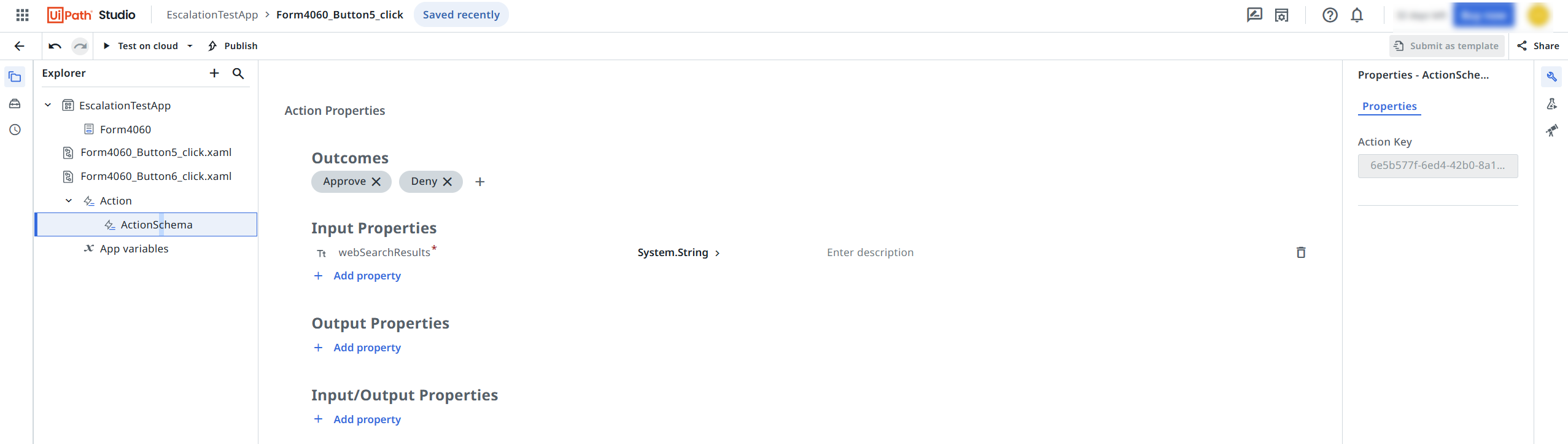 Action Properties in Action Schema