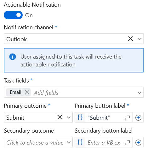 Notifications d'action