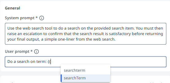 The User and System prompt of the Agent
