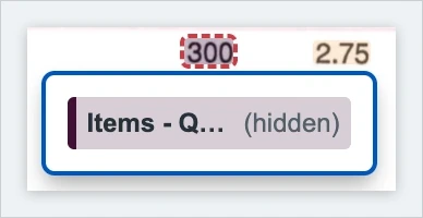 A referenced field listed for a selected token in the document, marked as hidden