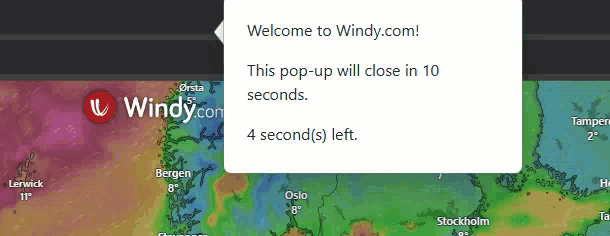 Animiertes Bild mit einem Popup, das einen Timer anzeigt