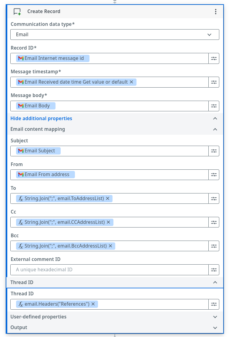 create record fields