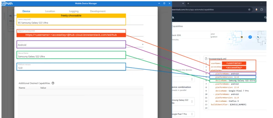 Paramètres de configuration YAML dans BrowserStack