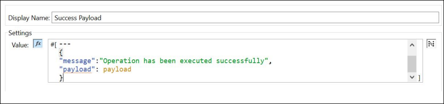 ジョブの開始成功応答ペイロードの設定
