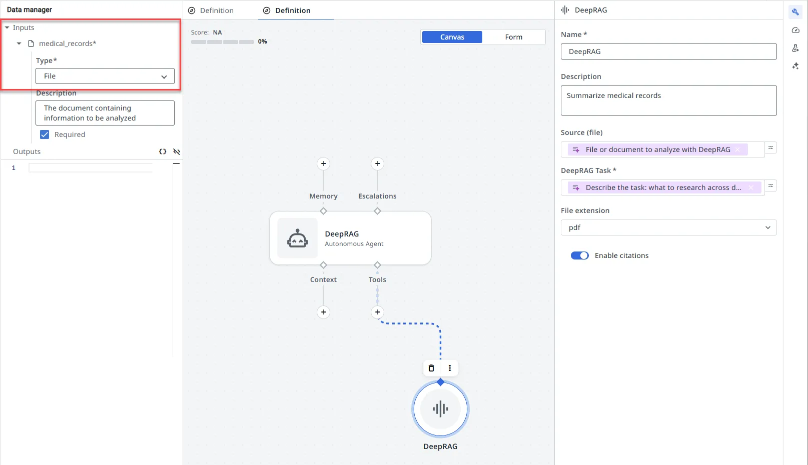 Configuring the DeepRAG tool