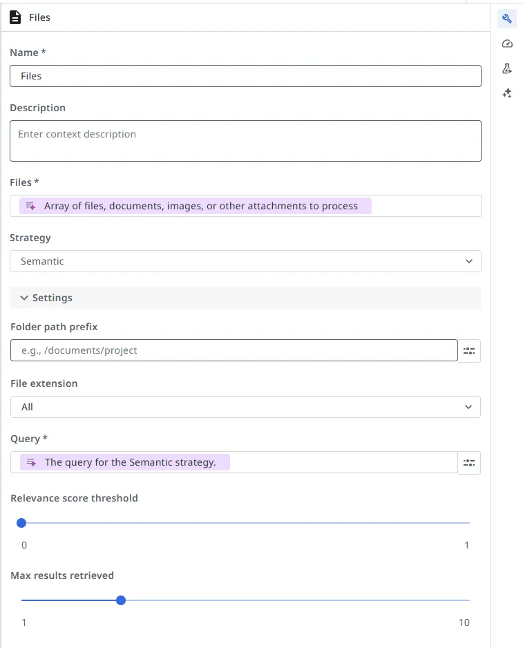 Configuring a just-in-time context
