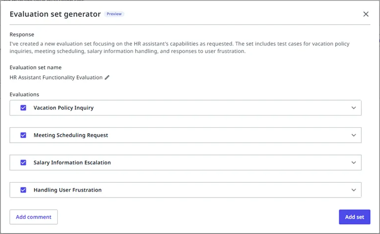 Generate tests dialog