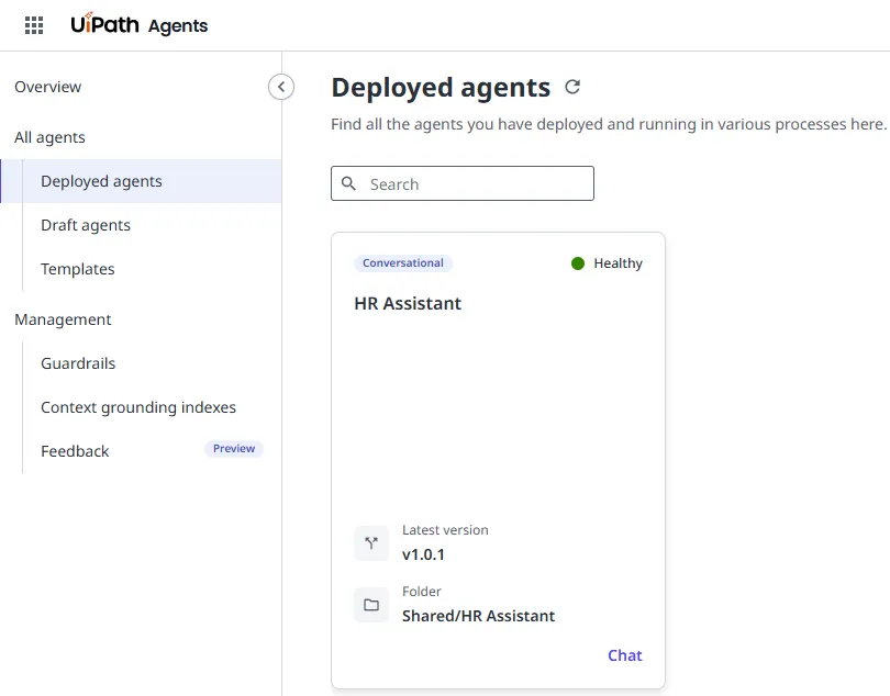 Instance Management agent list