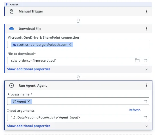 Run Job with an agent containing a file input