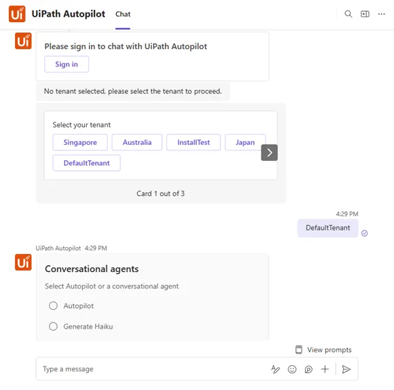 Teams agent selection