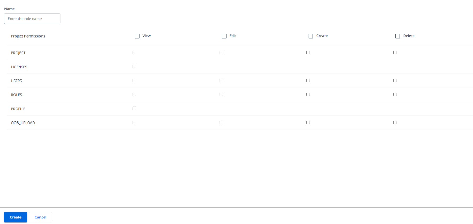 Captura de pantalla que incluye la página Crear un nuevo rol en UiPath AI Center.
