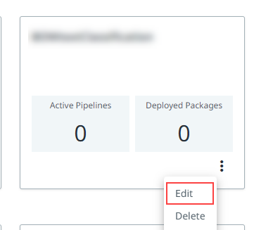Screenshot mit der Schaltfläche Bearbeiten in UiPath AI Center.