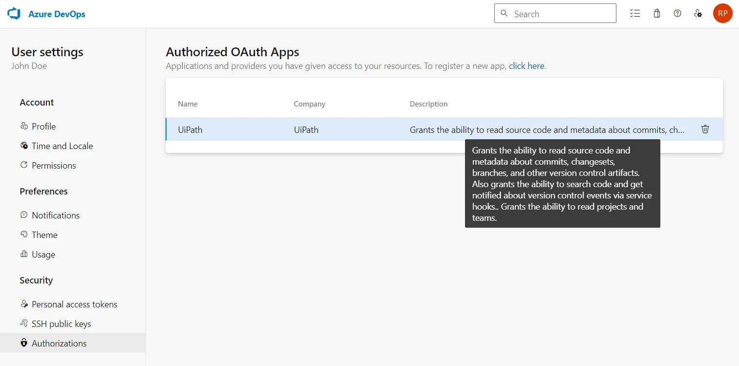 'Authorized OAuth apps' image