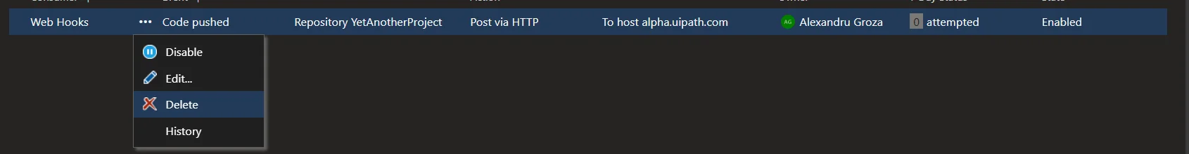 Imagen "Eliminar URL de webhook"