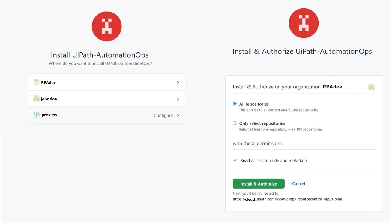 'Install and authorize Automation Ops app for GitHub' image