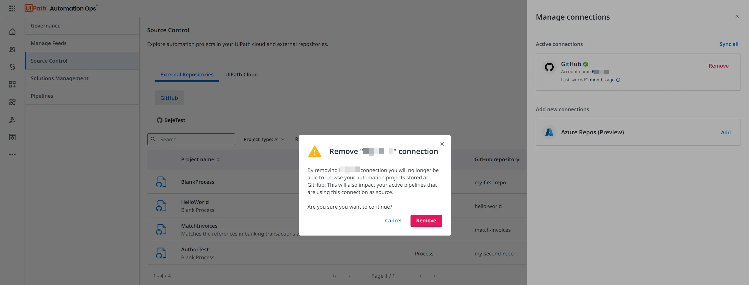 'Removing the connection' image
