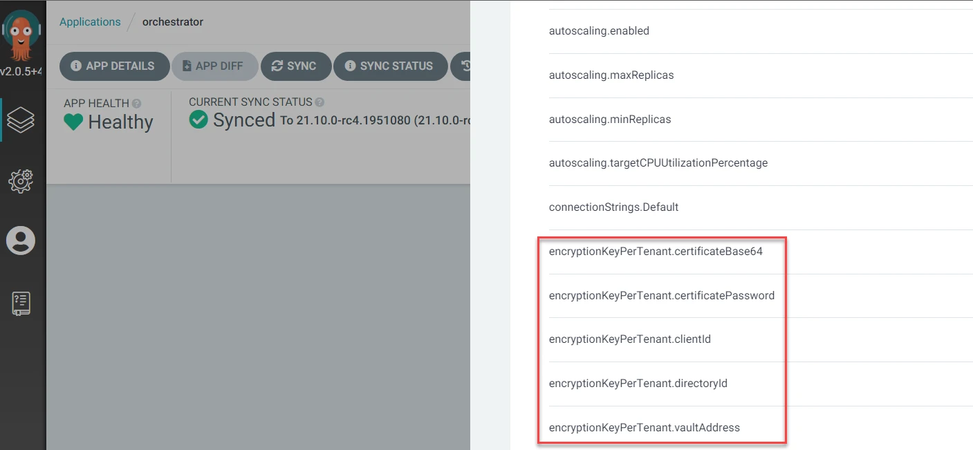 'Configure Azure Key Vault for Orchestrator Instance from ArgoCD UI Parameters' image