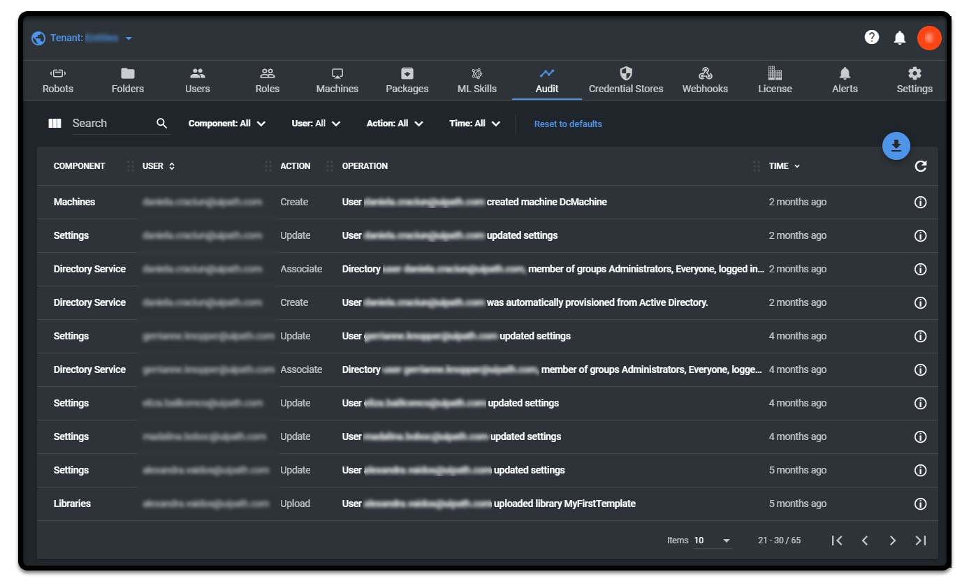 'Audit page at tenant level' image