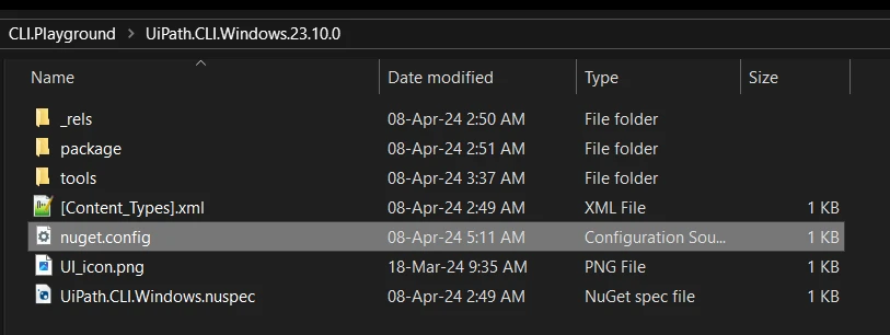 Image « Utilisation de nuget.config personnalisé dans la CLI UiPath »