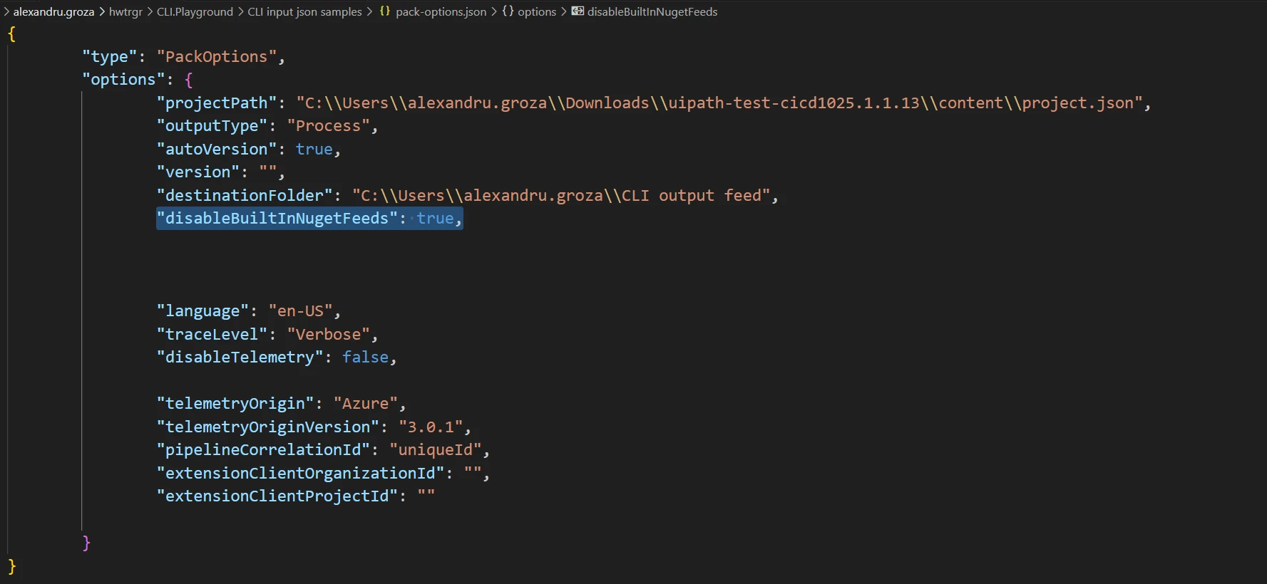 Image de la désactivation des flux NuGet intégrés