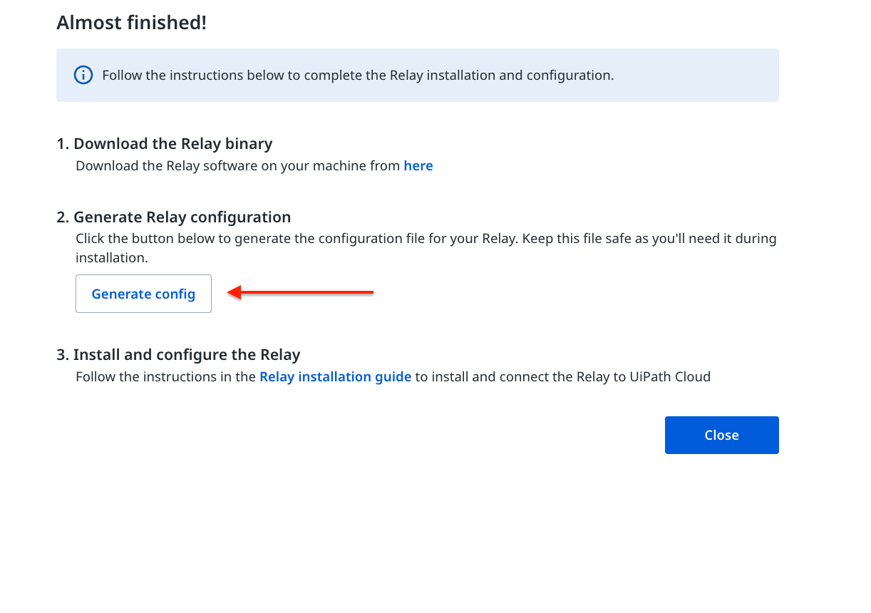 Generate config button