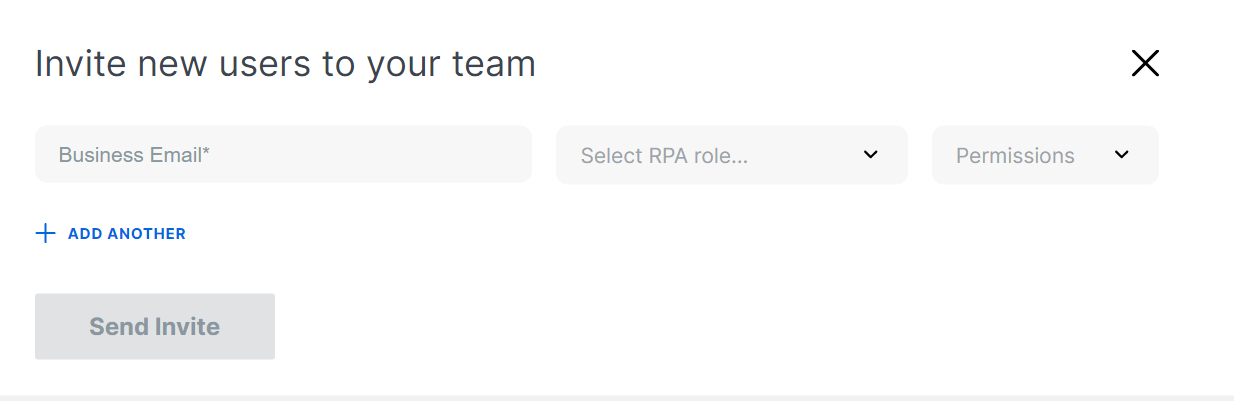 The Invite new users to your team entry form