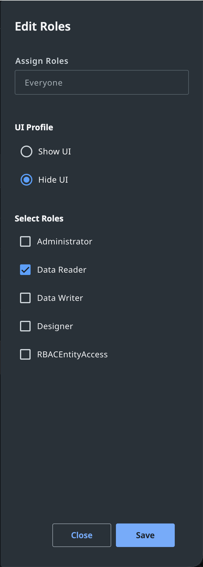 Configuring Hide UI for Everyone group