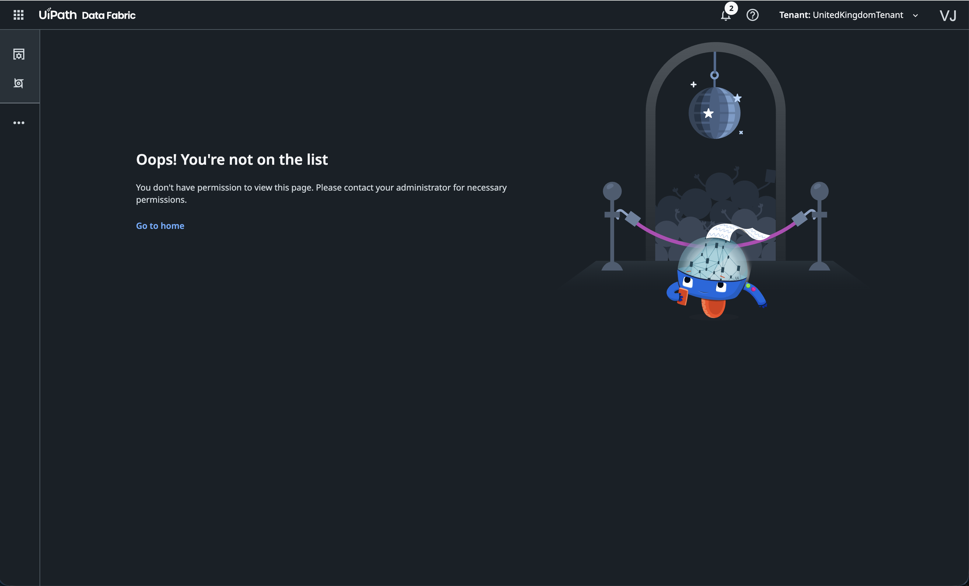 Unauthorized page when UI access is restricted