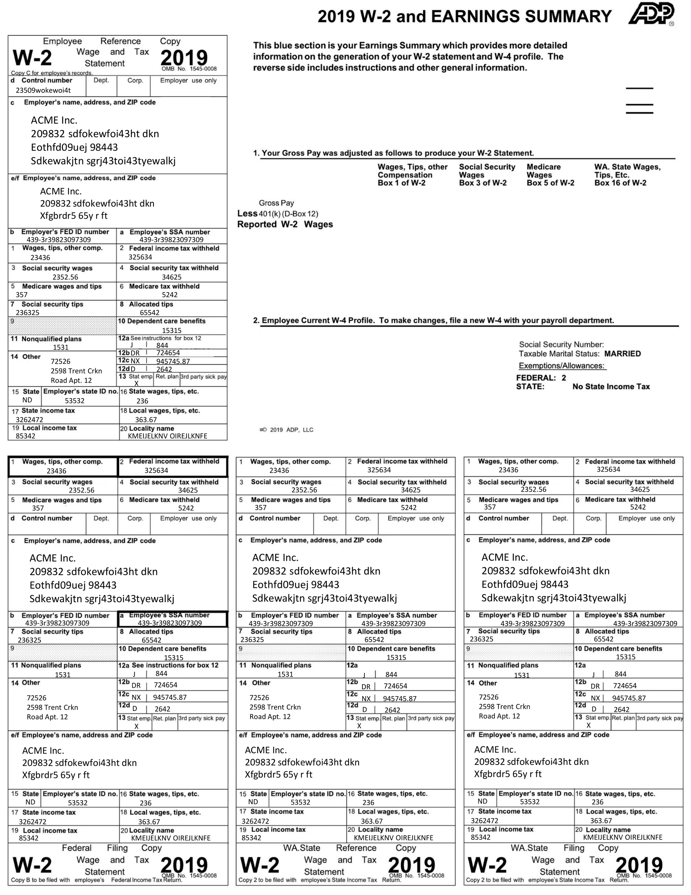 Archivo de ejemplo W-2