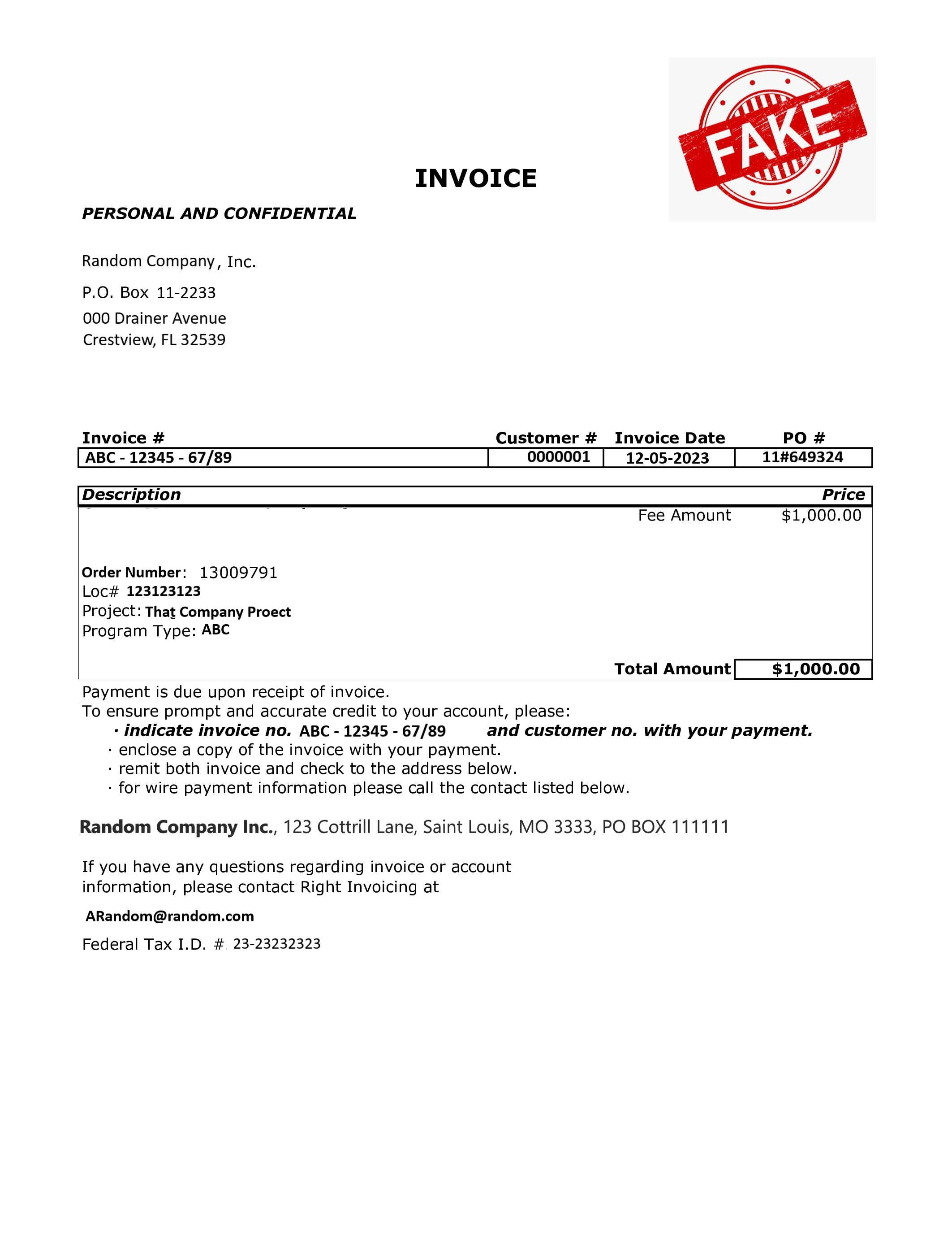 Invoices sample file
