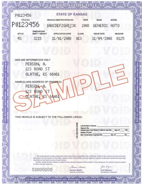 Vehicle Titles sample file