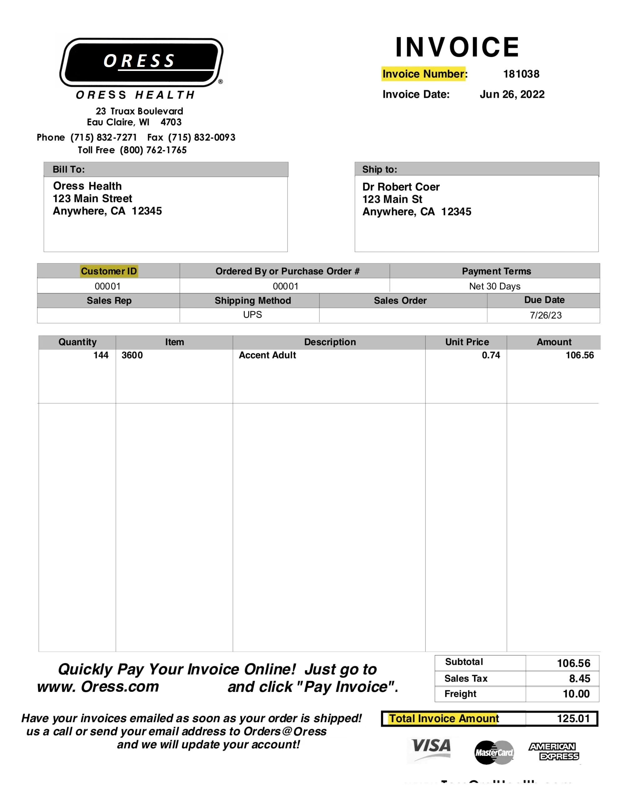 Invoices sample file
