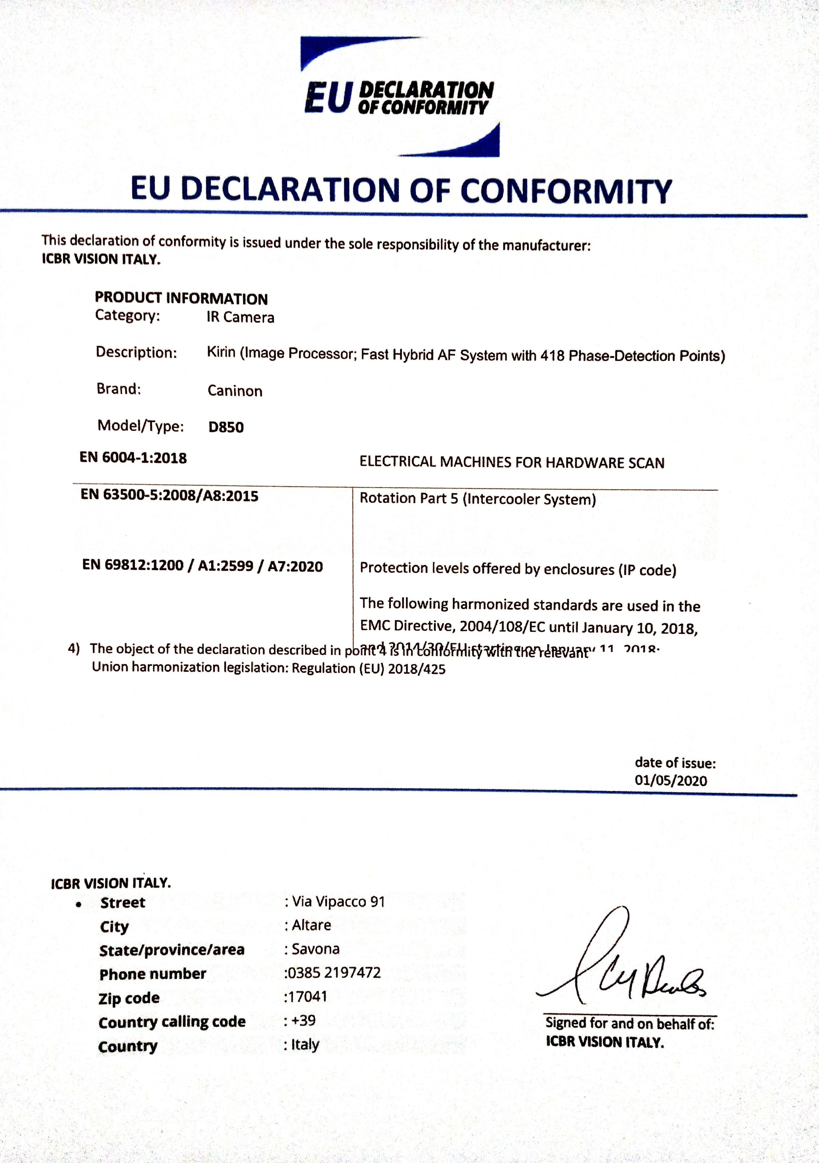 Exemple de fichier de déclaration de conformité UE
