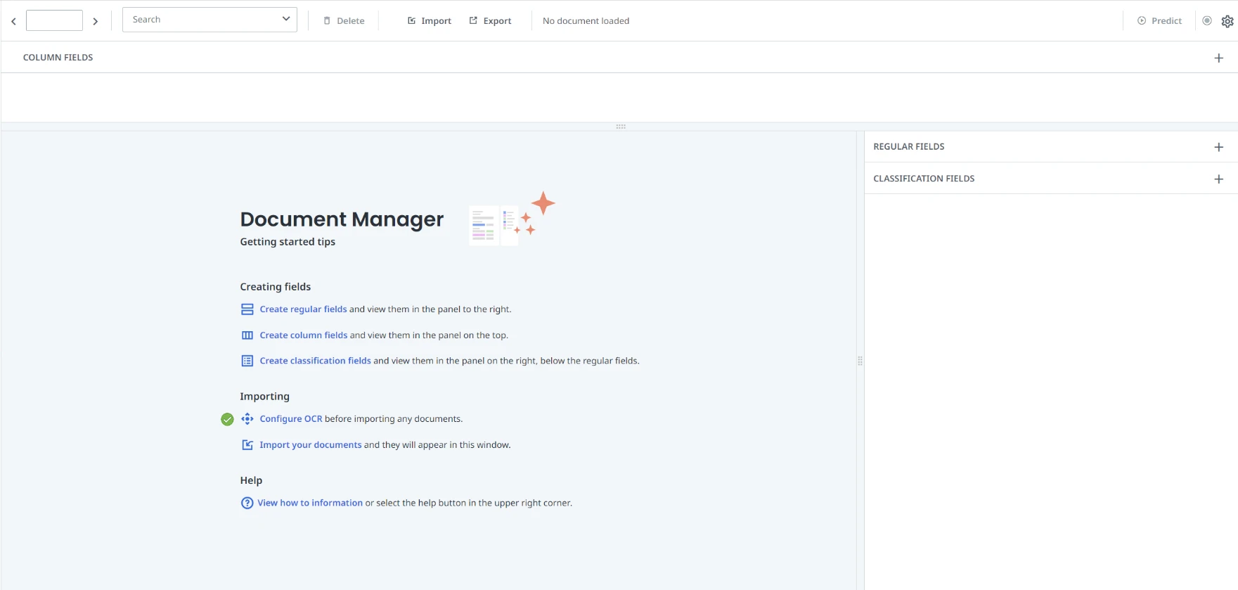 Screenshot der geöffneten Seite des Document Managers.
