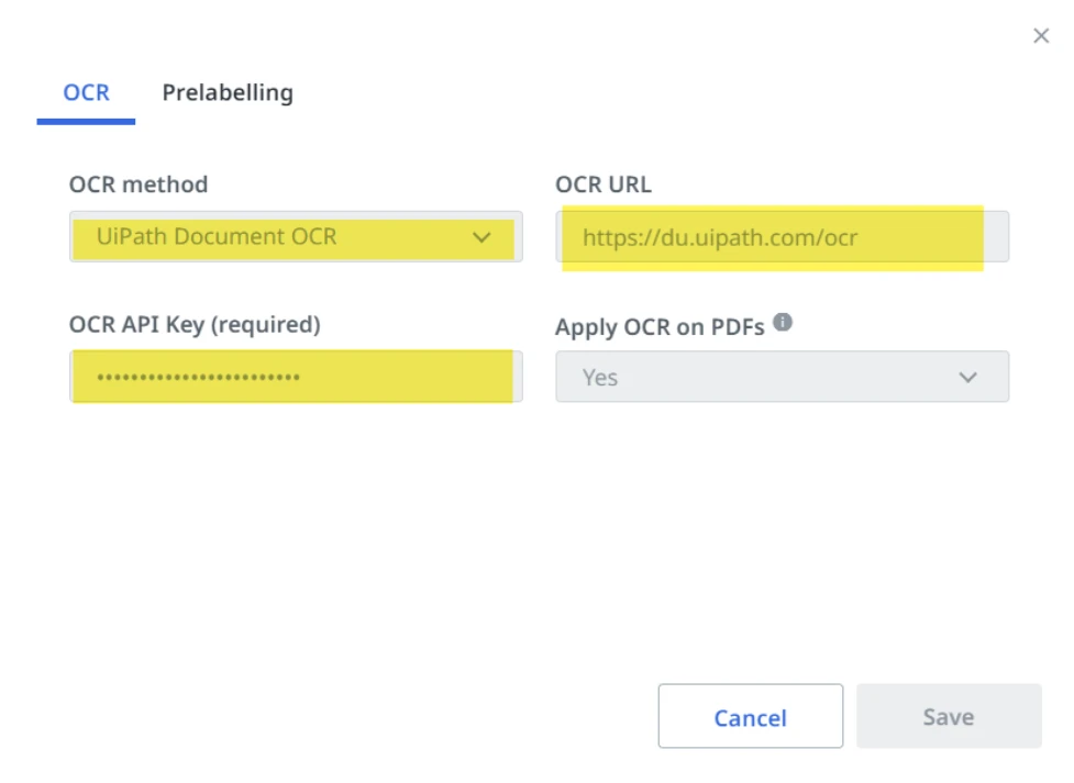 Screenshot of the OCR tab.