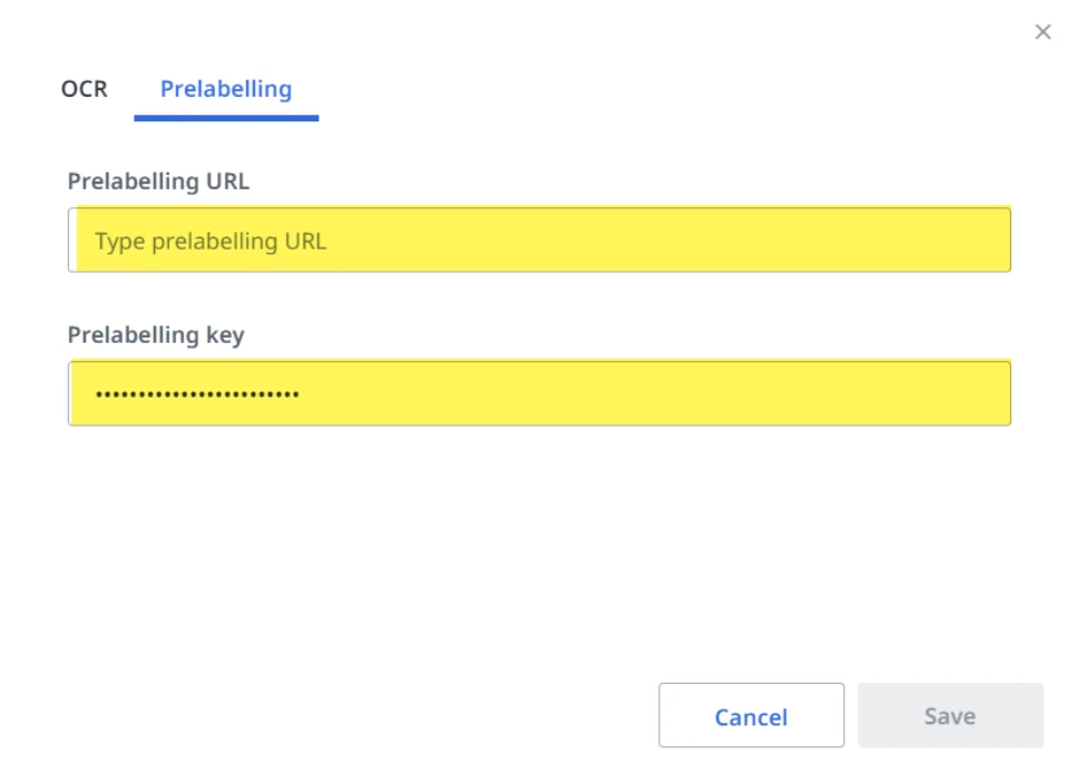 Screenshot of the Prelabelling tab.