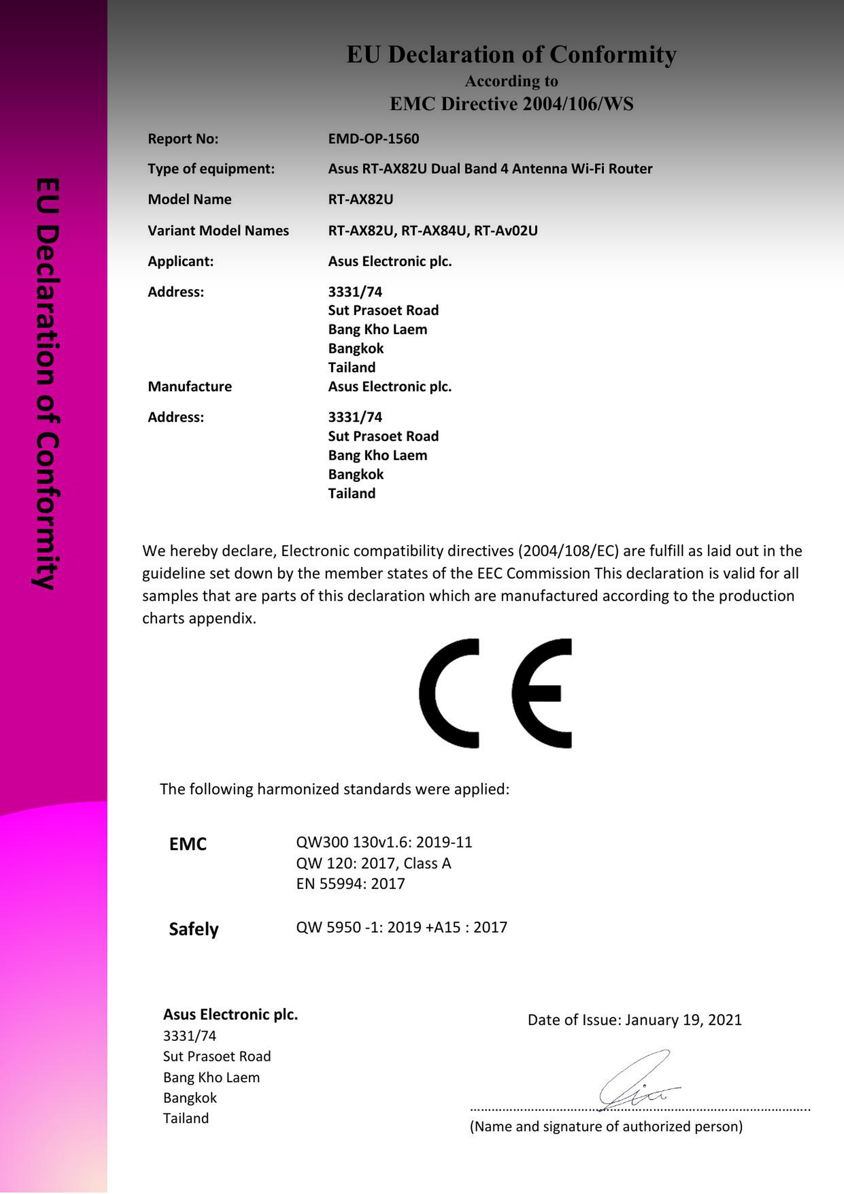 EU Declaration of Conformity sample file