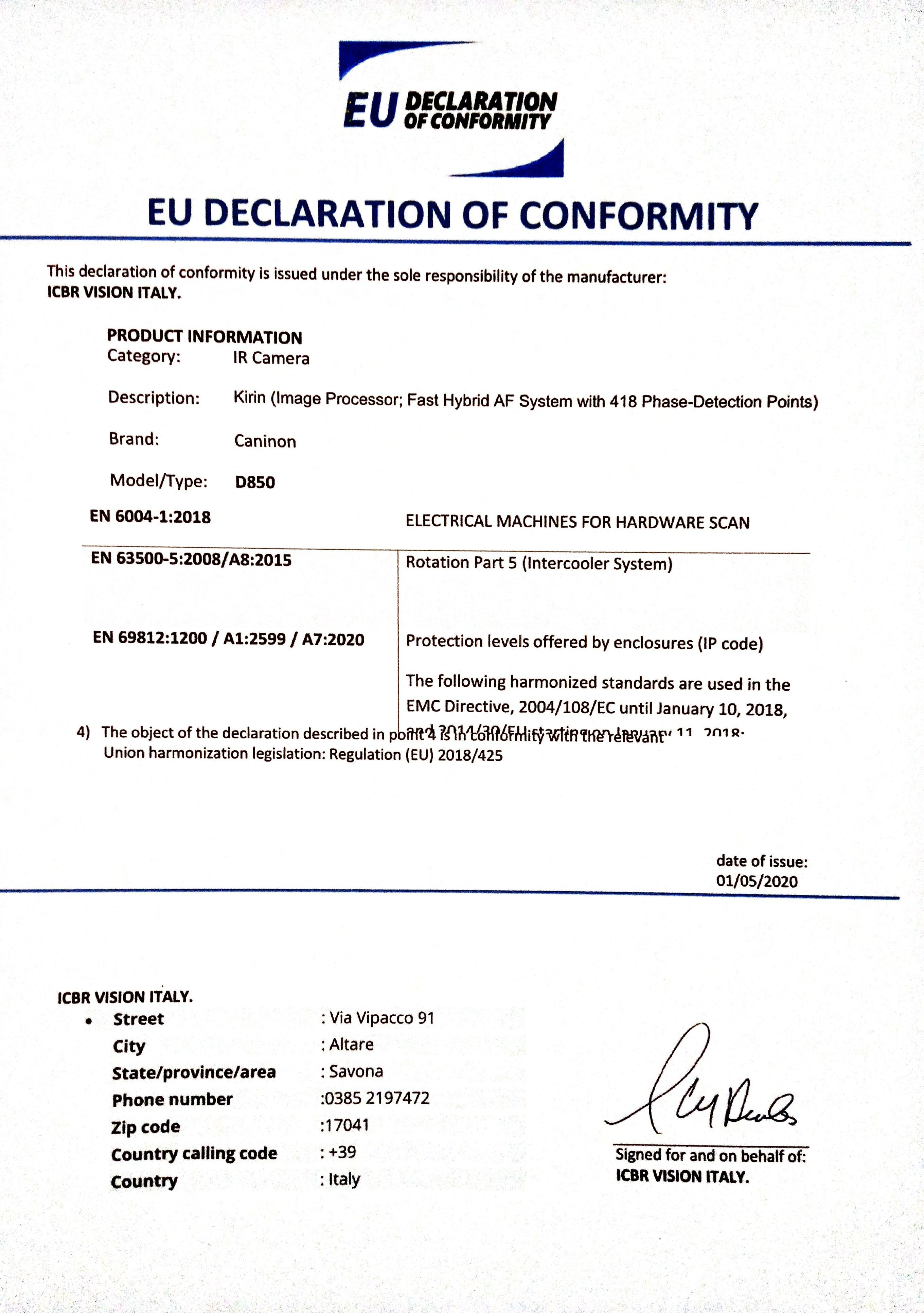 EU Declaration of Conformity sample file