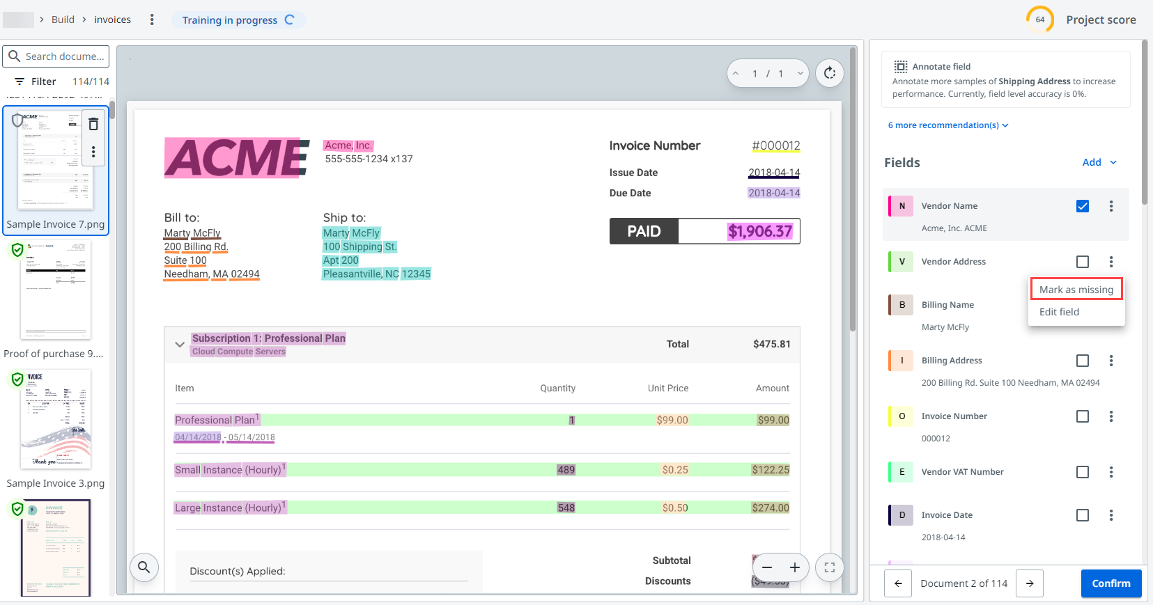 Screenshot of the Annotation page.