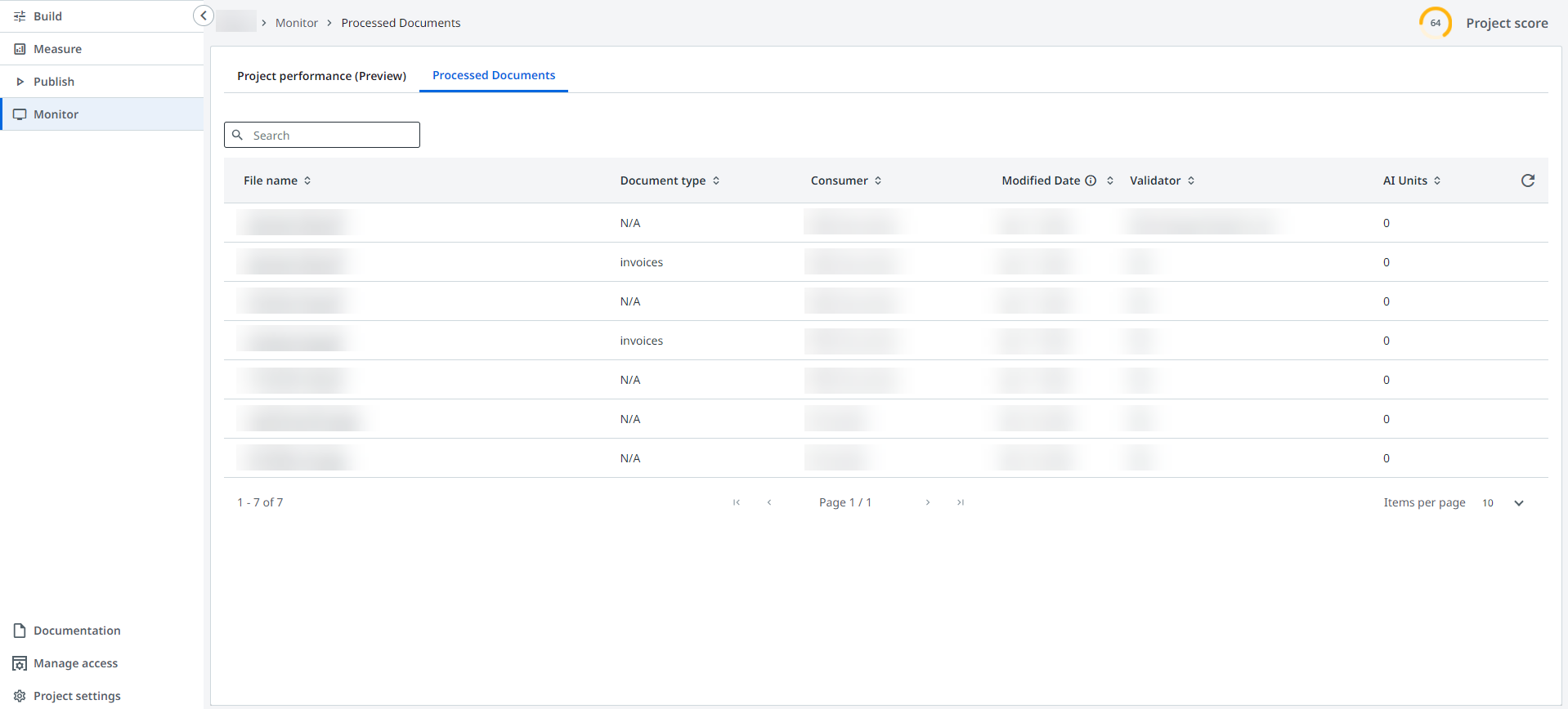 [処理済みのドキュメント] インターフェイスのスクリーンショット