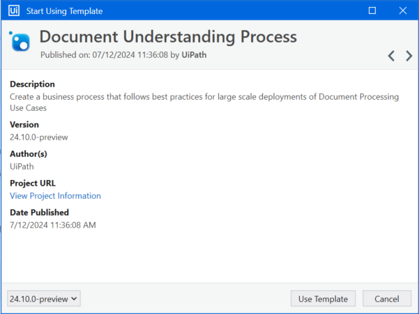 Utiliser un modèle de Processus Document Understanding