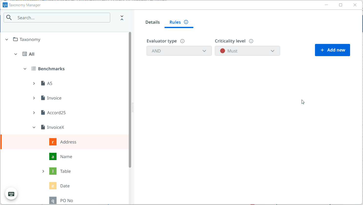 Imagem animada exibindo como adicionar três regras para um campo