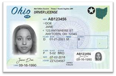 驾驶证示例，其中包含姓名、地址、出生日期、序列号等信息。