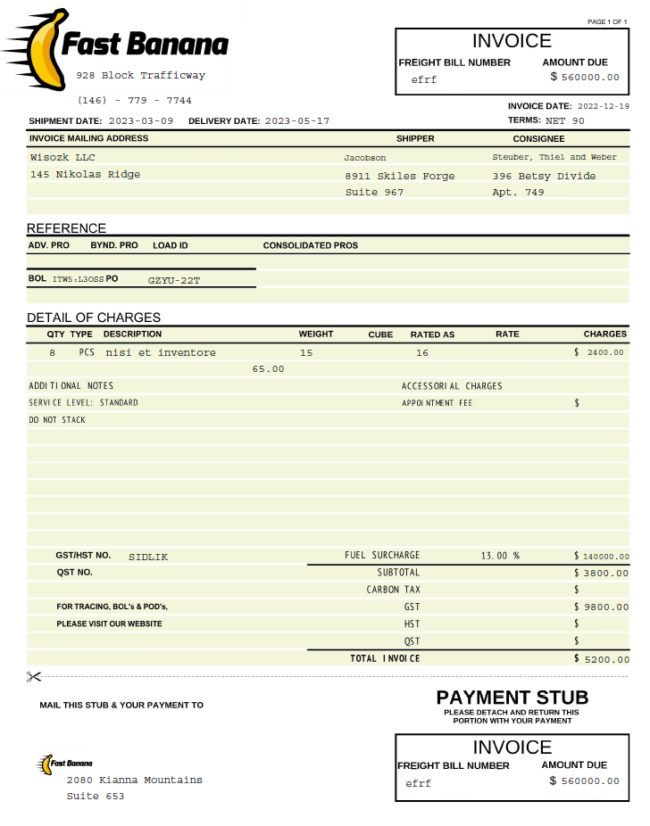 Beispieldatei für Rechnungen Versand