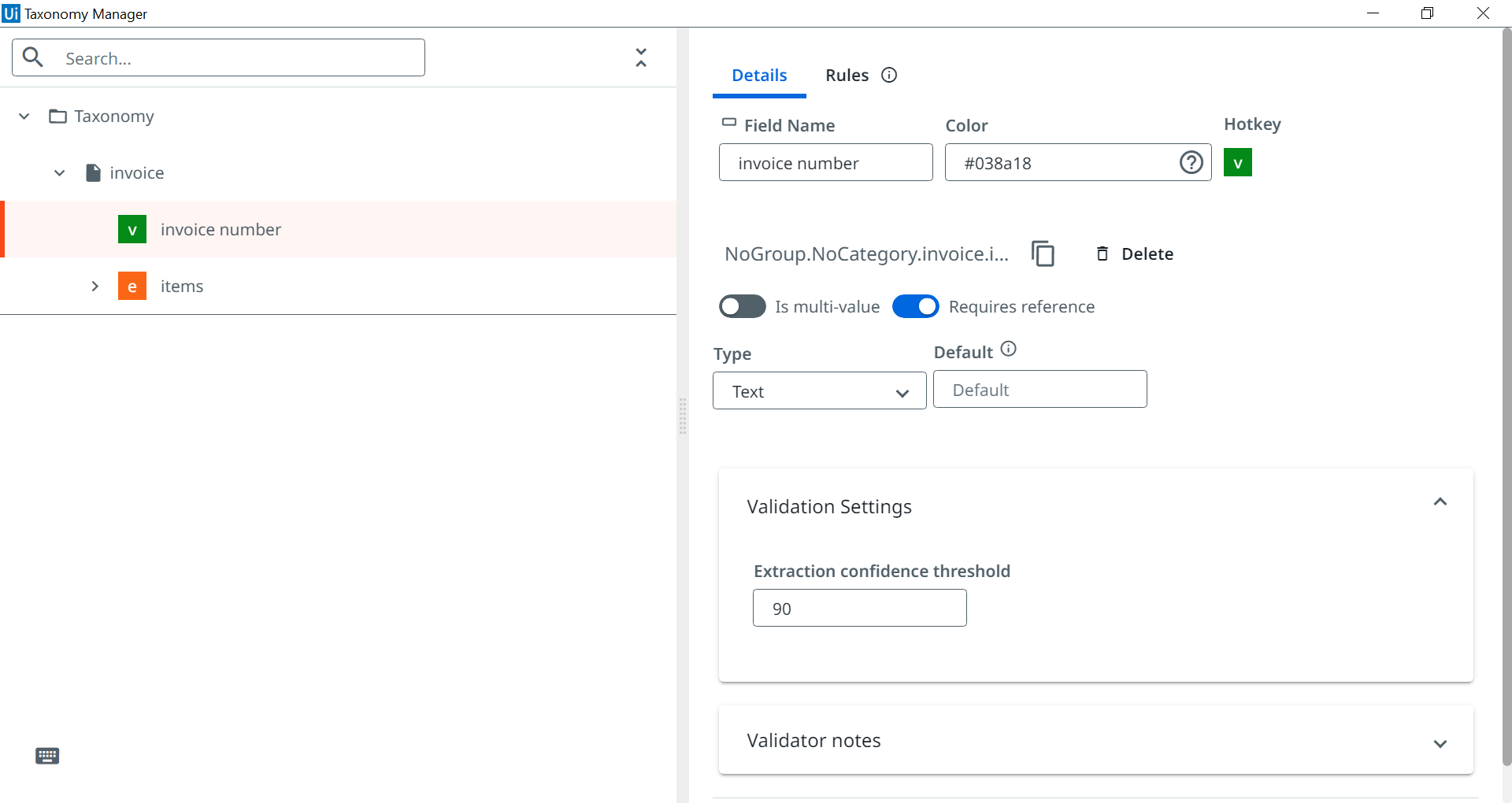 Visão geral da guia Detalhes de um campo