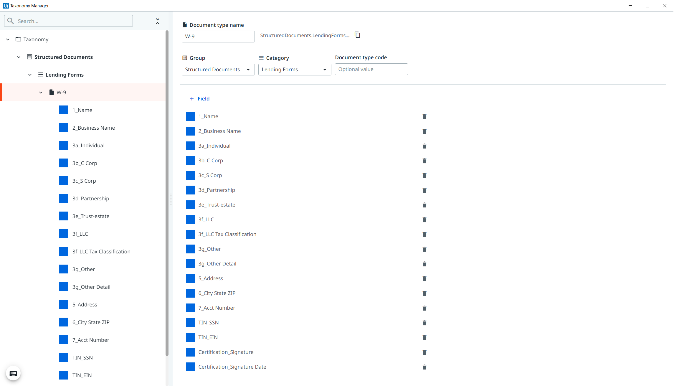 描述分类管理器的屏幕截图。