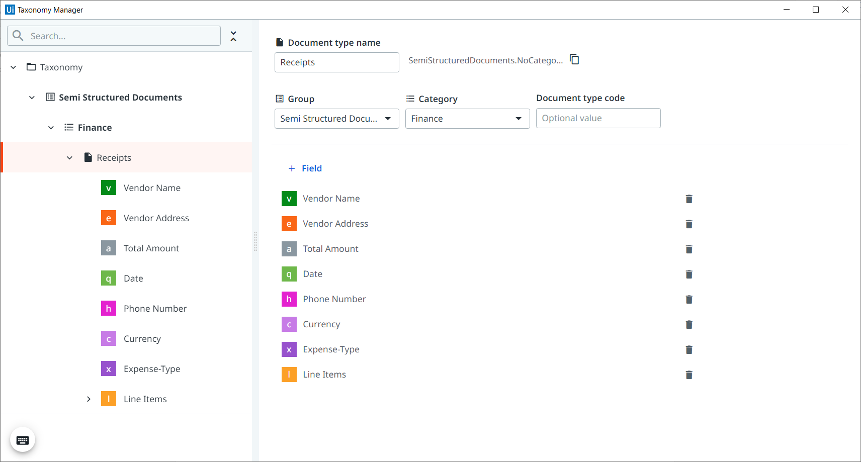 [タクソノミー マネージャー] を示すスクリーンショット