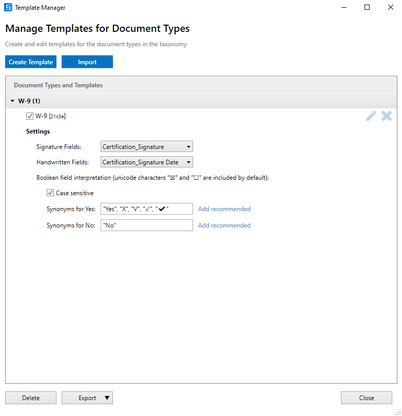 描述模板管理器的屏幕截图。