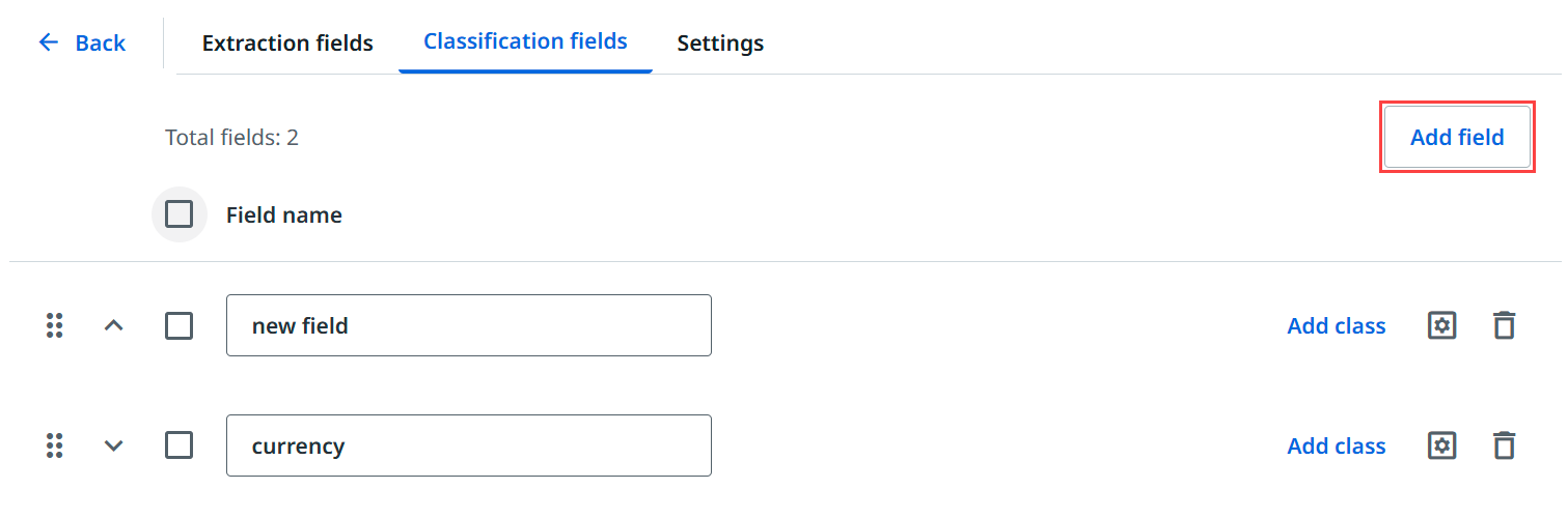 “分类字段”界面的屏幕截图。