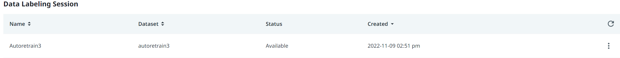 [データのラベル付けセッション] インターフェイスのスクリーンショット